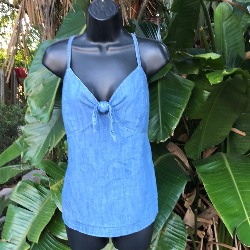 Denim look chambray top